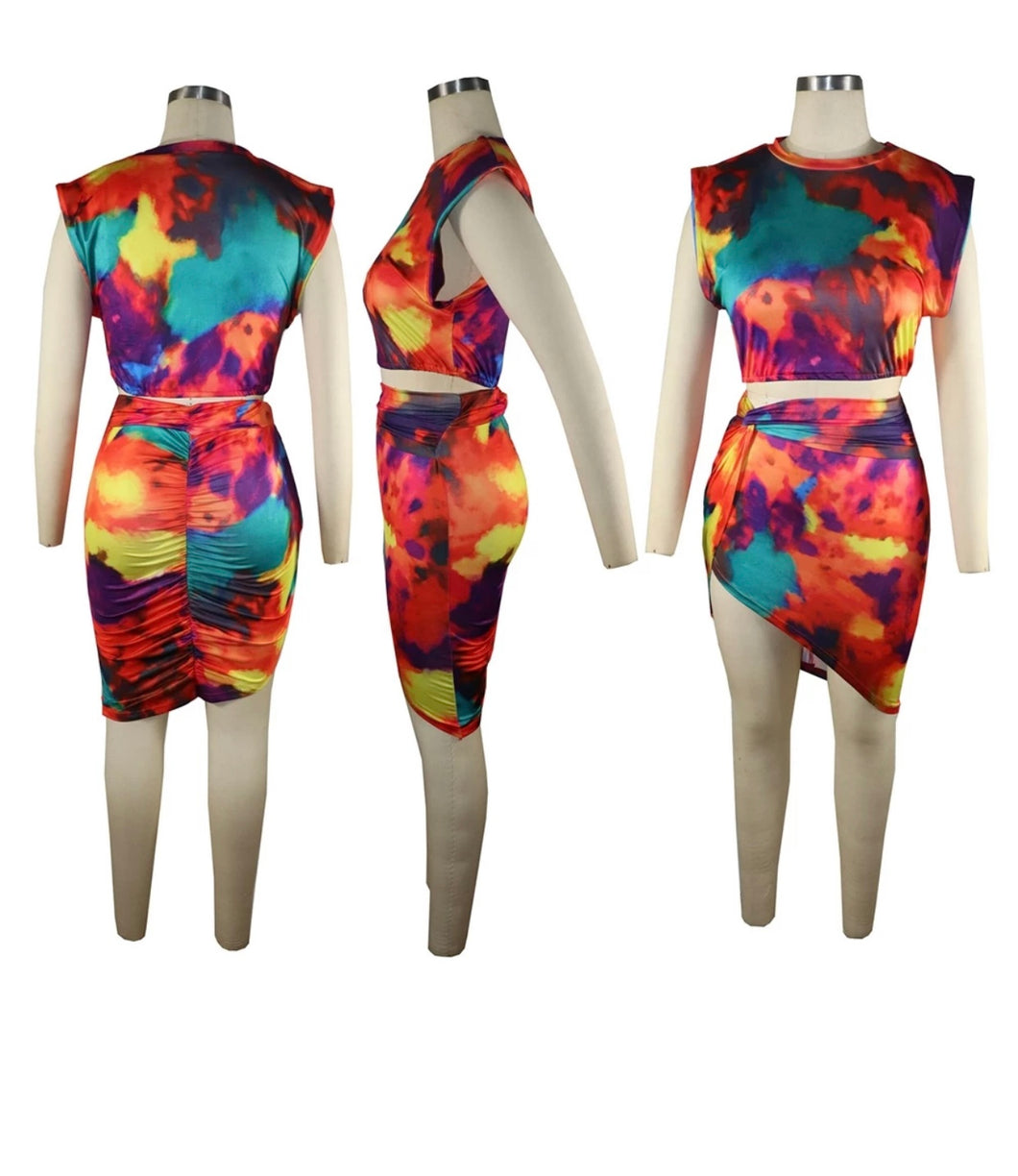 Womens Floral Top And Skirt